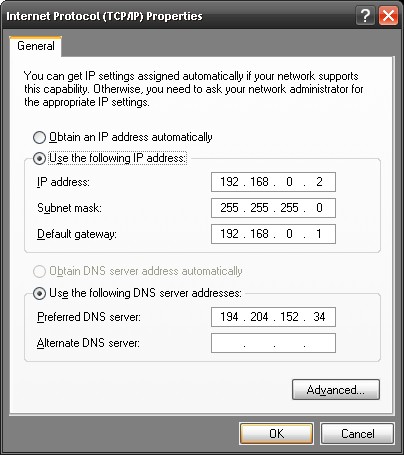Protokół internetowy (TCP/IP) (Windows XP)